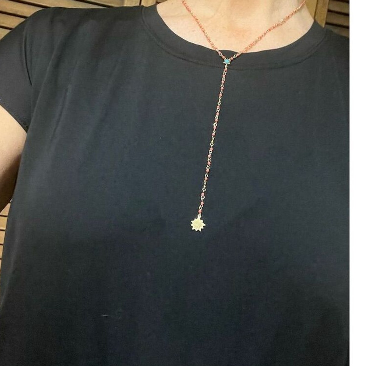 Rebecca Minkoff Orange Bead Starburst Y-Drop Necklace Adjustable 29$